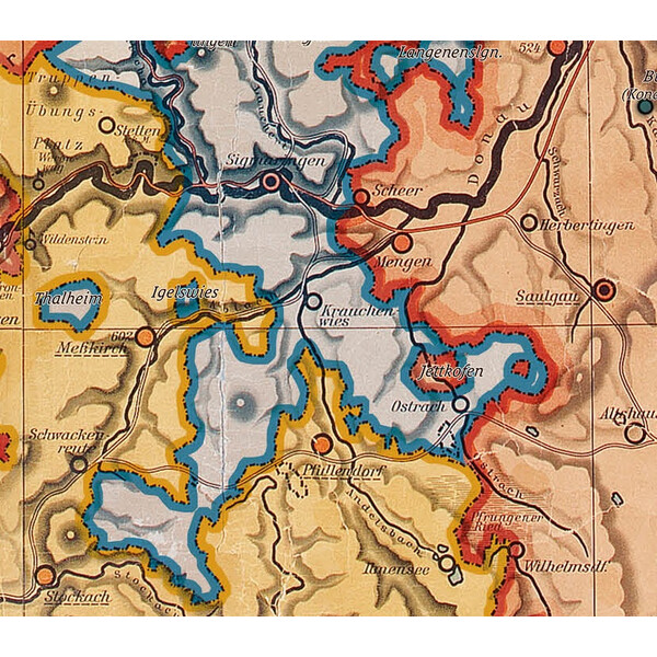 Kastanea Regional-Karte Historische Baden-Württembergkarte von 1910 (85 x 96 cm)