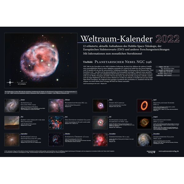 Calendrier Astronomie-Verlag Weltraum-Kalender 2022