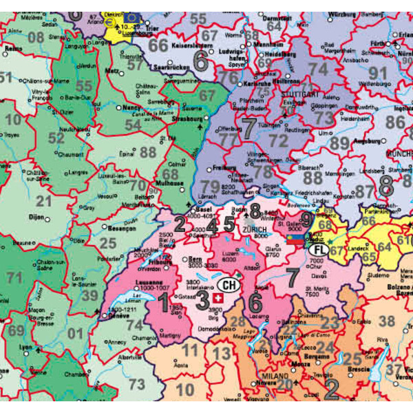 Carte des continents Stiefel Europe Code postal (97 x 119 cm)