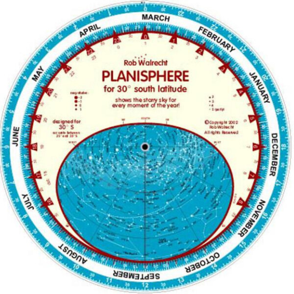 Rob Walrecht Sternkarte planisferio 30°S 25cm