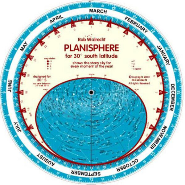 Carte du ciel Rob Walrecht planisferio 30°S 25cm