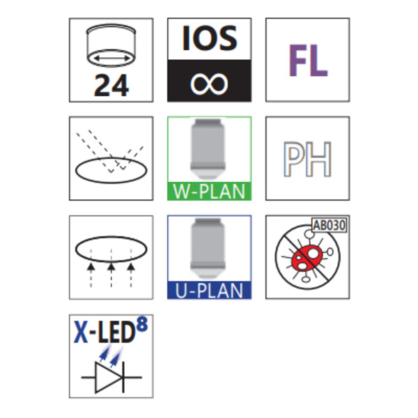 Optika Inverses Mikroskop IM-5FLD, FL, trino, invers, 10x24mm,  AL/DL, LED 5W, 8W w.o. objectives