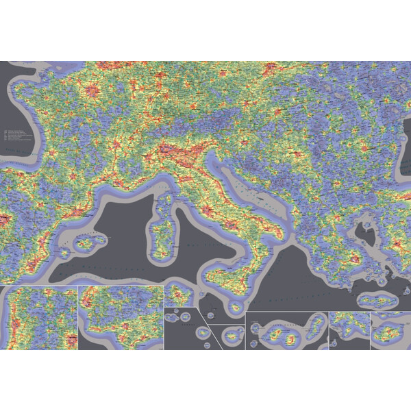 Carte des continents Oculum Verlag Sky Quality Map Europe