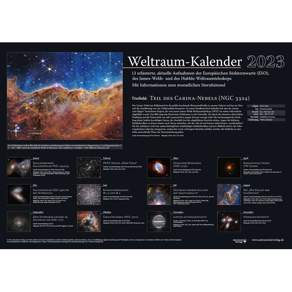 Calendrier Astronomie-Verlag Weltraum-Kalender 2023