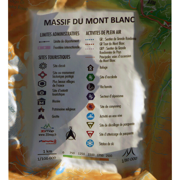 Carte régionale 3Dmap Massif du Mont Blanc (61 x 41 cm)