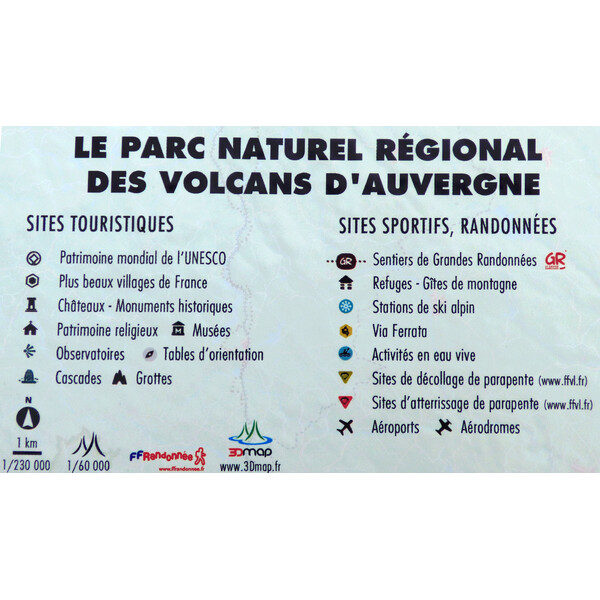 Carte régionale 3Dmap Le Parc Naturel Régional des Volcans d'Auvergne