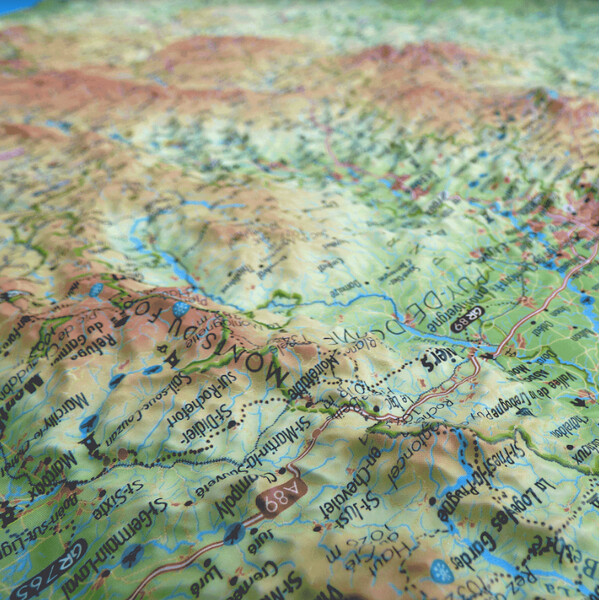 Carte régionale 3Dmap Le Massif Central