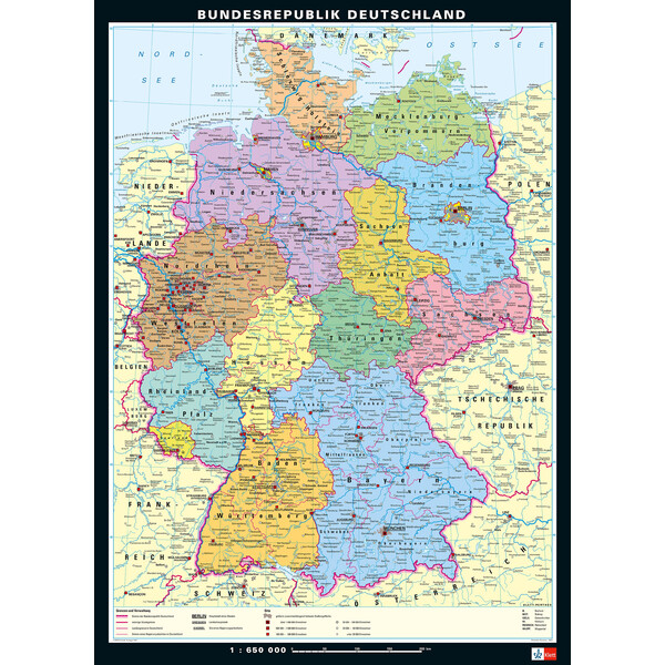 Carte géographique PONS Allemagne physique et politique (113 x 157 cm)