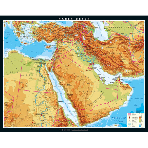 Carte régionale PONS Moyen-Orient physique (203 x 158 cm)
