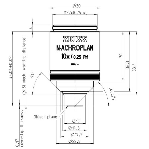 Objectif ZEISS Objektiv N-Achroplan 10x/0,25 Ph1 M27