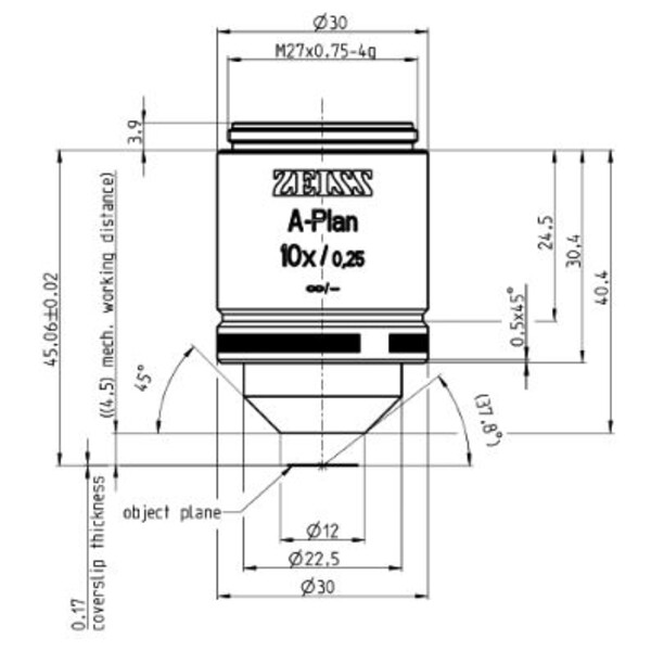 Objectif ZEISS Plan A 10x/0,25 M27