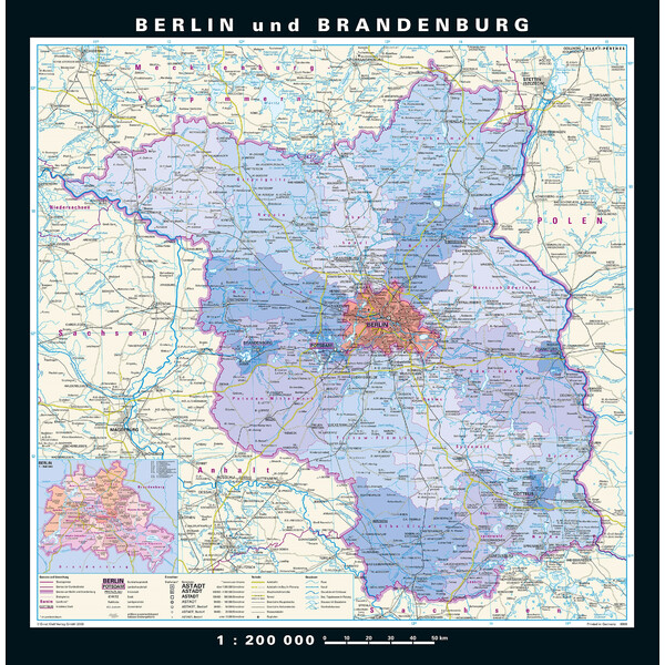 PONS Regional-Karte Berlin-Brandenburg physisch/politisch (148 x 150 cm)