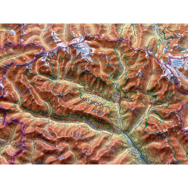 Carte régionale Georelief Tirol (78 x 58 cm) 3D Reliefkarte mit Holzrahmen