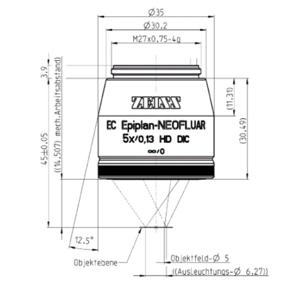 ZEISS Objektiv EC Epiplan-Neofluar, HD, DIC, 5x/0,13 wd=14,5