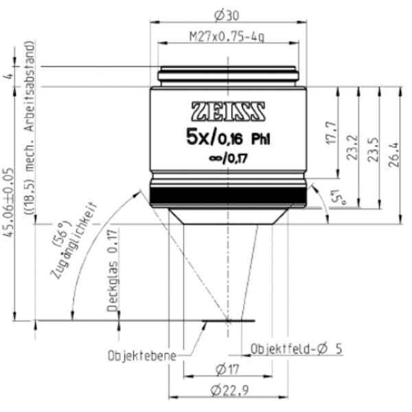 Objectif ZEISS Objektiv EC Plan-Neofluar, Ph1  5x/0,16 wd=18,5mm