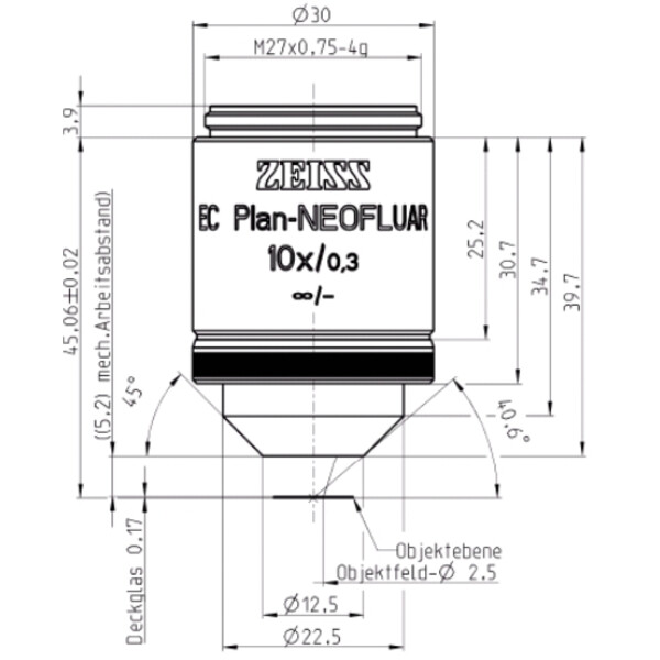 Objectif ZEISS Objektiv EC Plan-Neofluar, 10x/0,3 wd=5,2mm