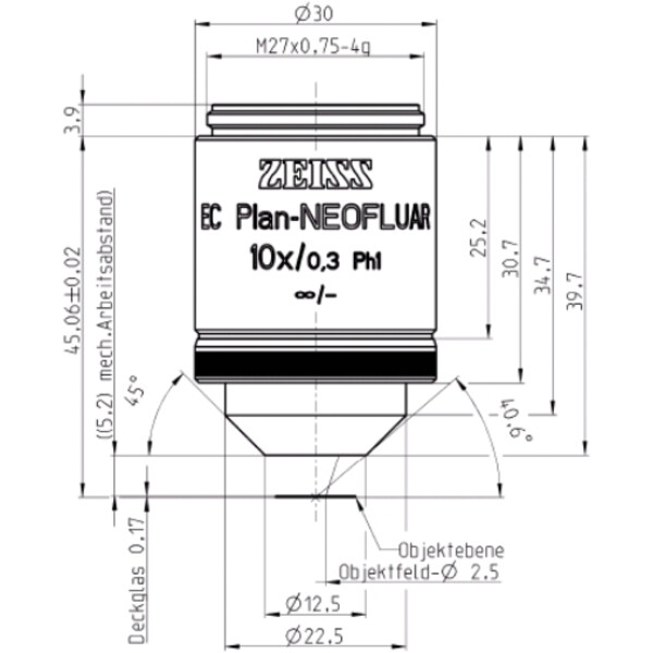ZEISS Objektiv EC Plan-Neofluar, Ph1, 10x/0,3 wd=5,2mm