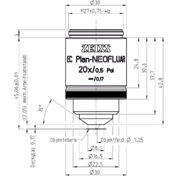 Objectif ZEISS Objektiv EC Plan-Neofluar, POL, 20x/0,50 wd=2,0mm