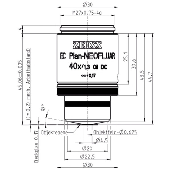 ZEISS Objektiv EC Plan-Neofluar,  DIC , 40x/1,30 Oil, wd=0,21mm