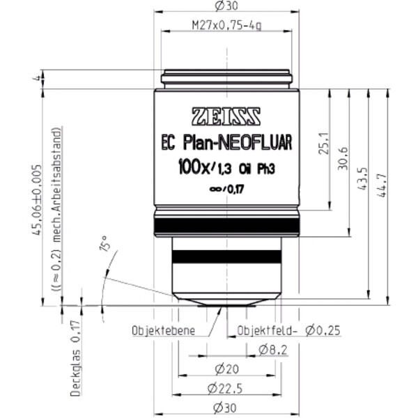 ZEISS Objektiv EC Plan-Neofluar, Ph3 , 100x/1,30 Oil wd=0,20mm