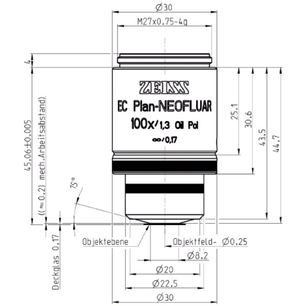 ZEISS Objektiv EC Plan-Neofluar, POL, 100x/1,30 Oil  wd=0,20mm