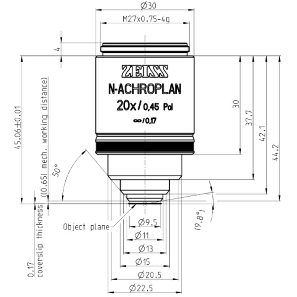 ZEISS Objektiv N-Achroplan 20x/0,45 Pol wd=0,63mm