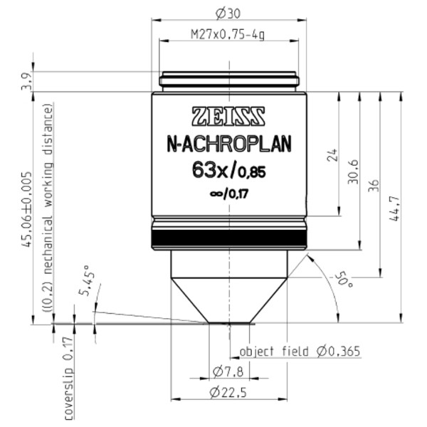 ZEISS Objektiv N-Achroplan 63x/0,85 wd=0,20mm