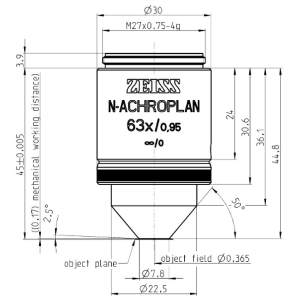 ZEISS Objektiv N-Achroplan 63x/0,95 D=0 wd=0,17mm
