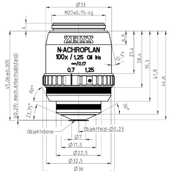 ZEISS Objektiv N-Achroplan 100x/1,25 Oil Iris wd=0,29mm