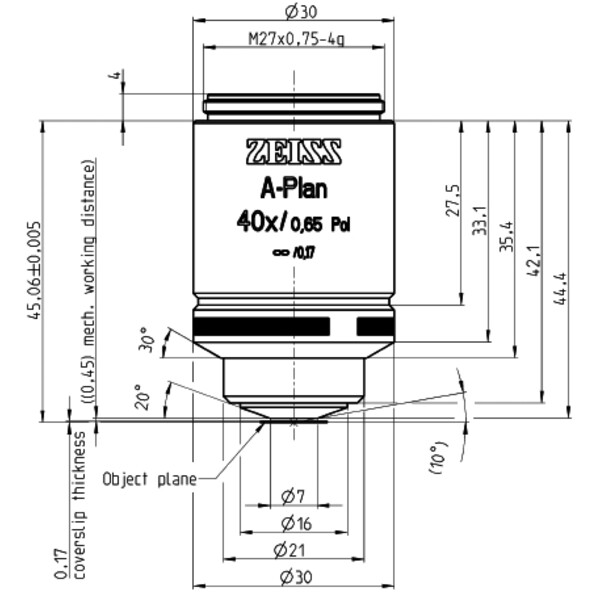 ZEISS Objektiv A-Plan 40x/0,65 Pol wd=0,45mm