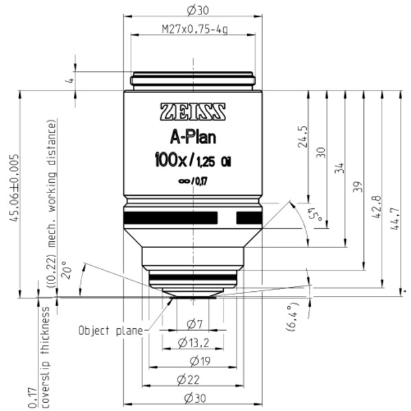 ZEISS Objektiv A-Plan 100x/1,25 Oil wd=0,22mm