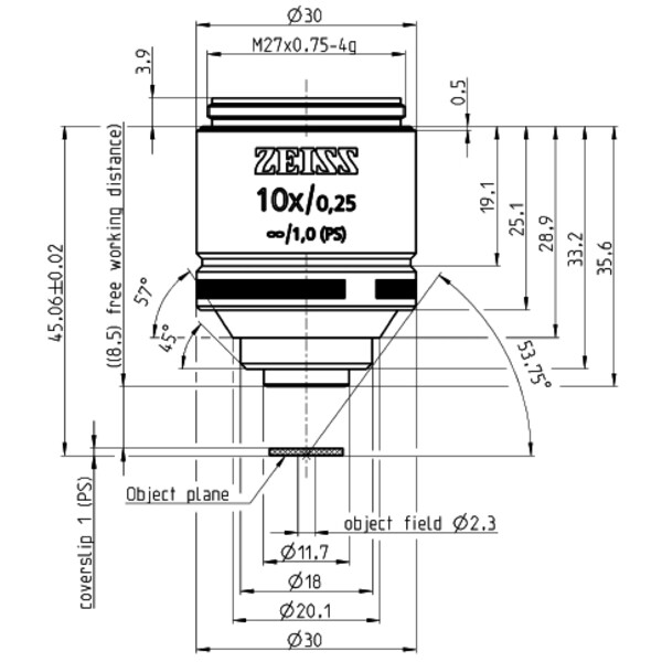 Objectif ZEISS Objektiv LD A-Plan 10x/0,25 wd=8,5mm