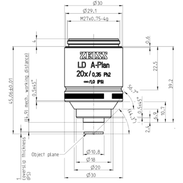 ZEISS Objektiv LD A-Plan 20x/0,35 Ph2 wd=4,9mm