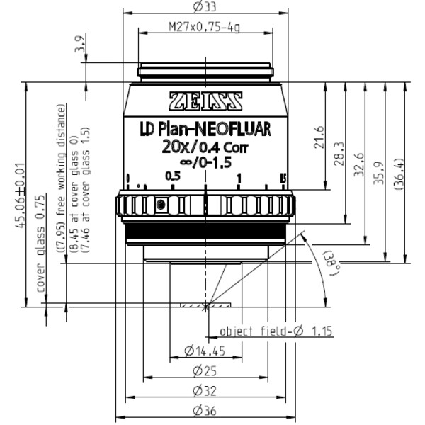 ZEISS Objektiv LD Plan-Neofluar 20x/0,4 Korr Ph1 Ph2- wd=8,4mm