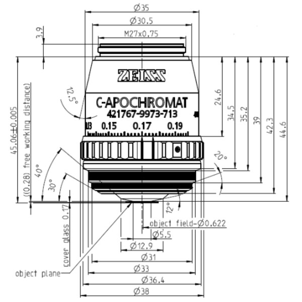 Objectif ZEISS Objektiv C-Apochromat 40x/1,2 W Korr FCS wd=0,28mm