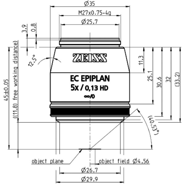 Objectif ZEISS Objektiv EC Epiplan 5x/0,13 HD wd=11,8mm