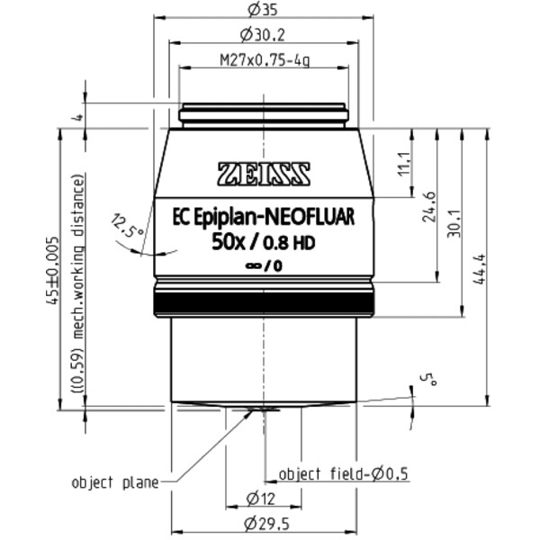 Objectif ZEISS Objektiv EC Epiplan-Neofluar 50x/0,8 HD wd=0,59mm