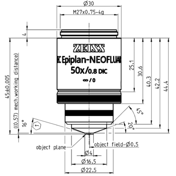 Objectif ZEISS EC Epiplan-Neofluar 50x/0,8 DIC wd=0,57mm