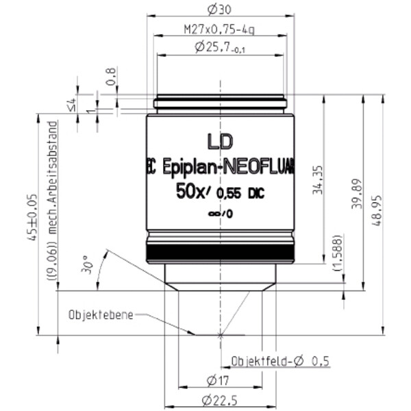 Objectif ZEISS Objektiv LD EC Epiplan-Neofluar 50x/0,55 DIC wd=9,1mm