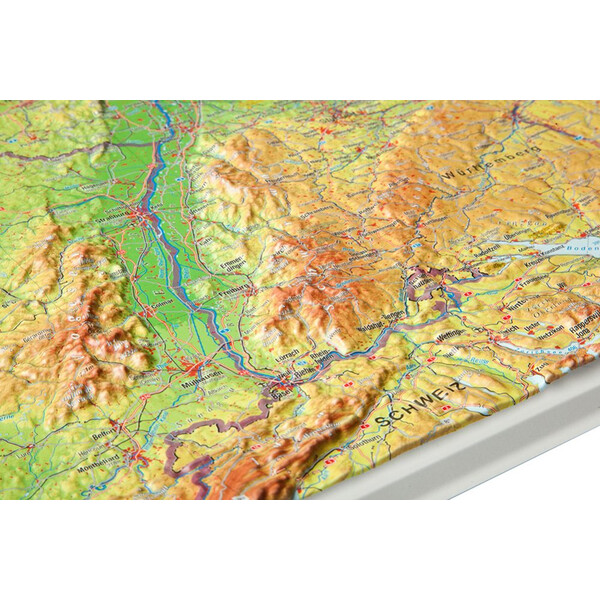 Georelief L'Allemagne grand format, carte géographique en relief 3D avec cadre en bois