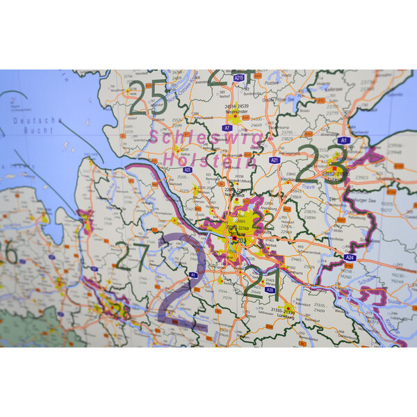 GeoMetro Landkarte Deutschland politisch mit Postleitzahlen PLZ XL (100 x 140 cm)