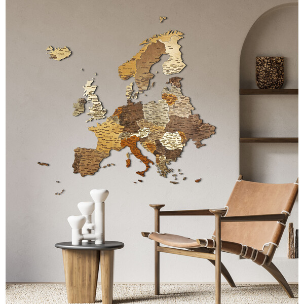 Carte des continents Abraham Wood Decor Puzzle de l'Europe en bois (110x108cm)