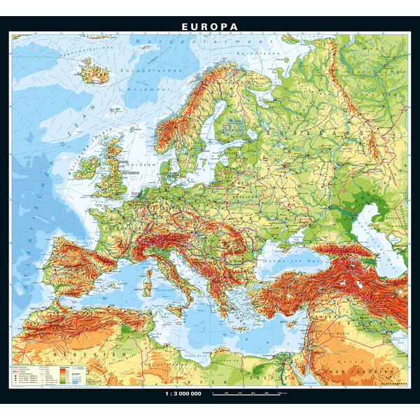 Carte des continents PONS Europe physique (208 x 189 cm)