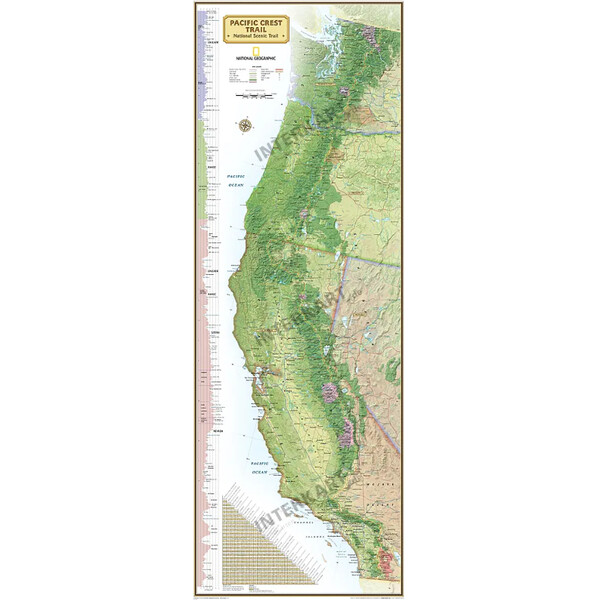 Carte régionale National Geographic Pacific Crest Trail (46 x 122 cm)