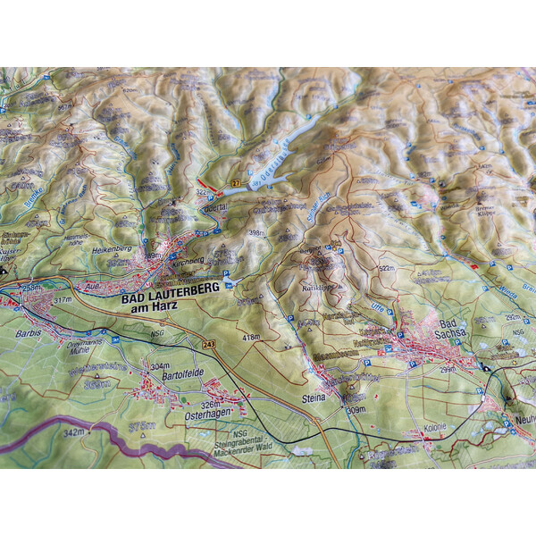 Georelief Carte en relief du Harz en 3D (77 x 57 cm)