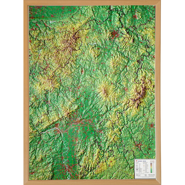 Georelief Regional-Karte Hessen 3D Reliefkarte (57 x 77 cm)