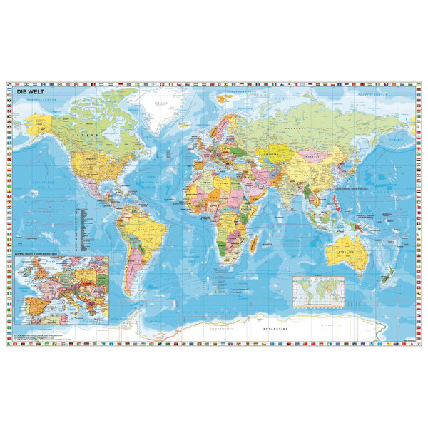 Mappemonde Stiefel politique Bordure de drapeaux (140 x 100 cm)