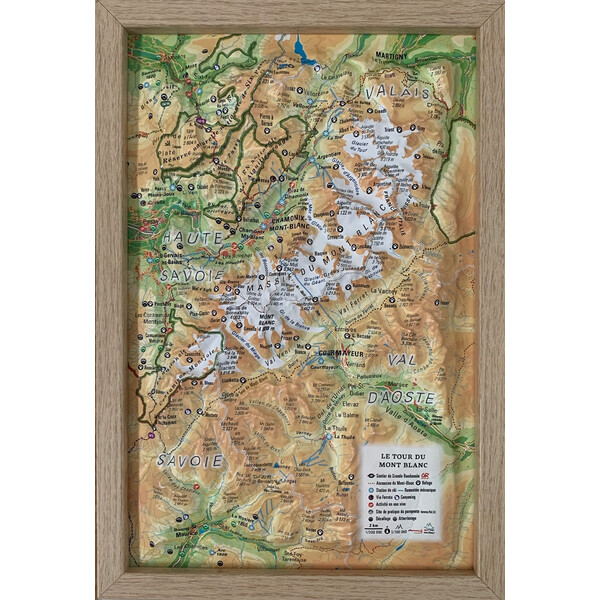 Carte régionale 3Dmap Le tour du Mont Blanc (19,5 cm x 29,5 cm)