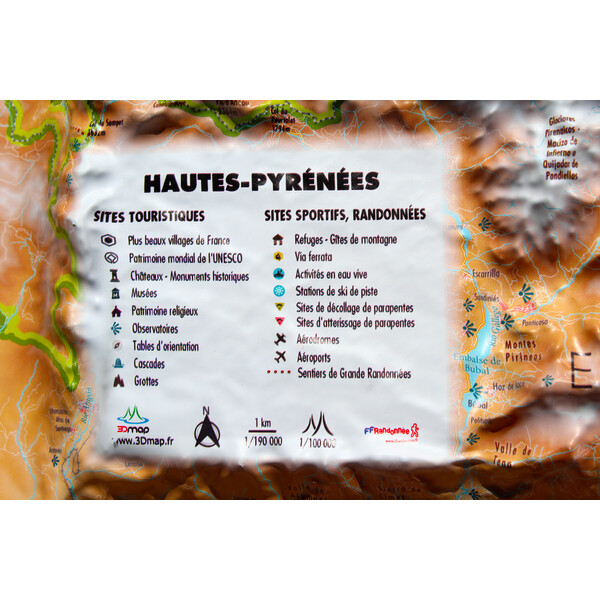 Carte régionale 3Dmap Hautes-Pyrénées (61cm x 41cm)