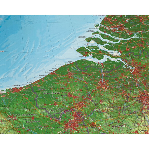 Carte régionale Georelief Benelux (57 x 77 cm)